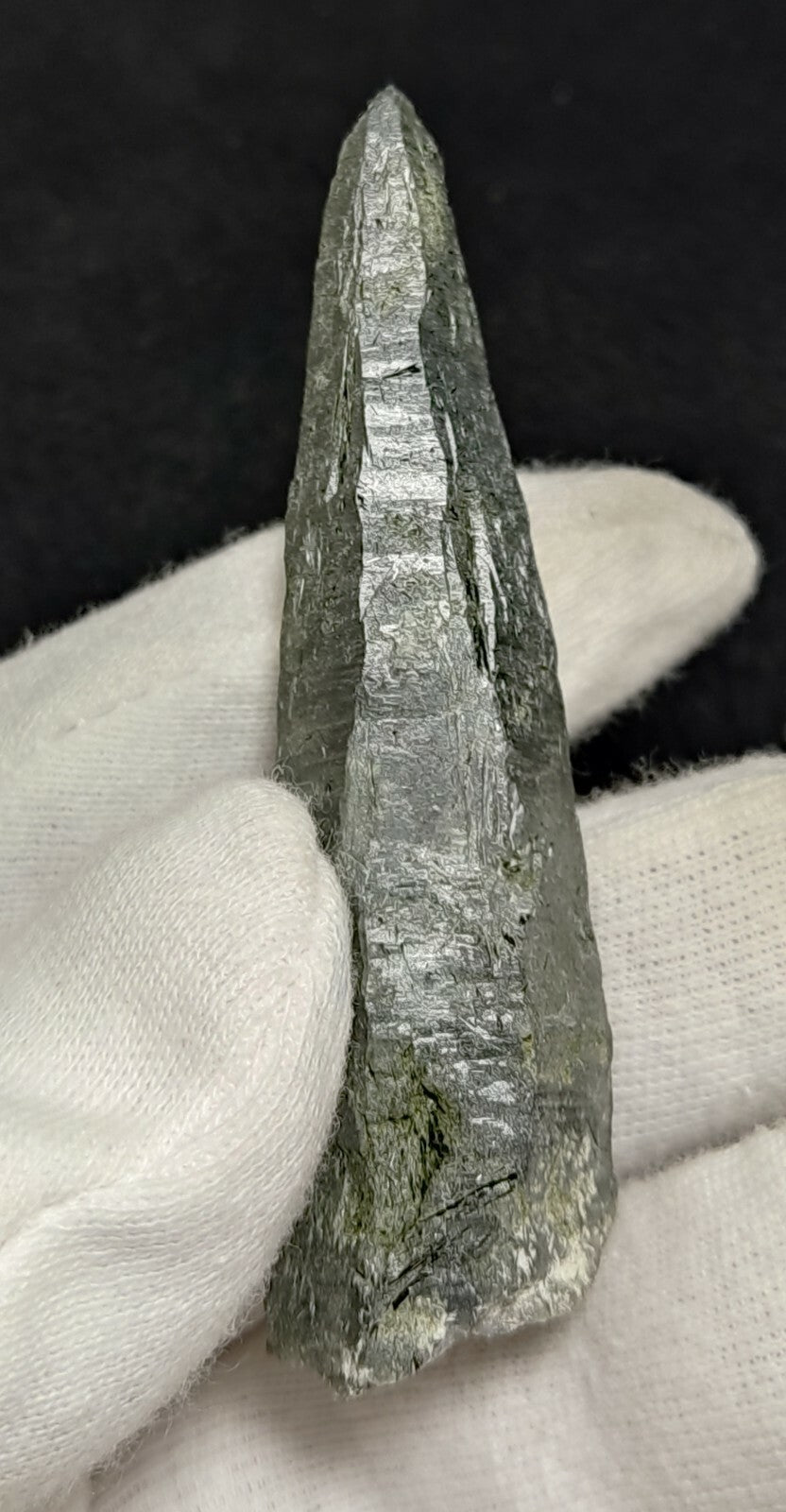 An Aesthetic Natural etched terminated Chlorite Quartz crystal specimen 32 grams
