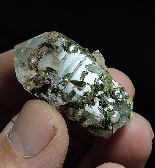An aesthetic specimen of Epidote quartz cluster 22 grams