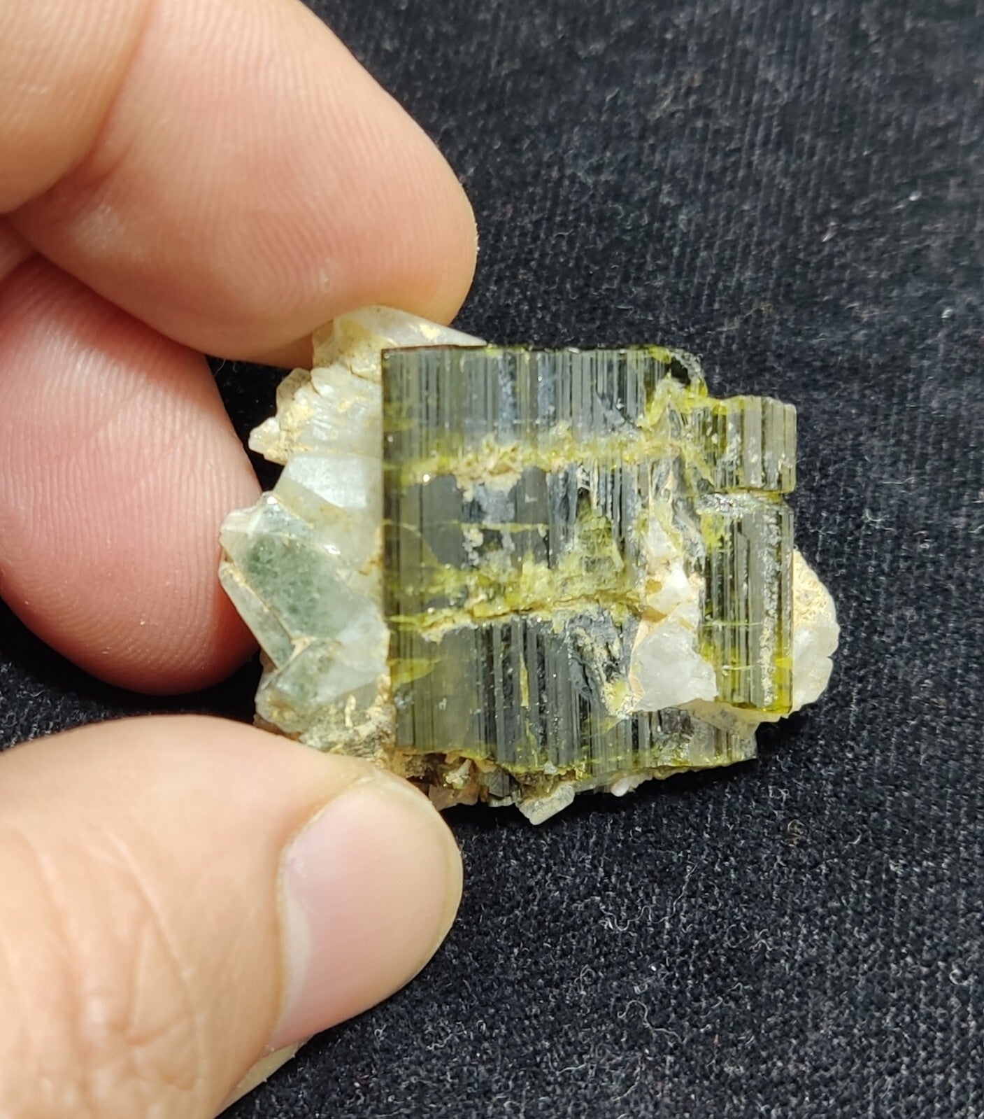 An Aesthetic Naturally terminated specimen of epidote with quartz 16 grams