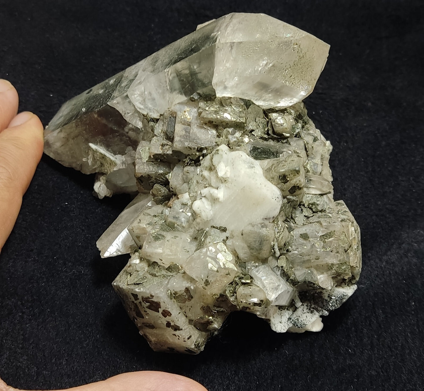 An Aesthetic specimen of quartz with Calcite and other minerals 679 grams