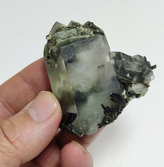 An aesthetic specimen of Epidote quartz cluster 86 grams