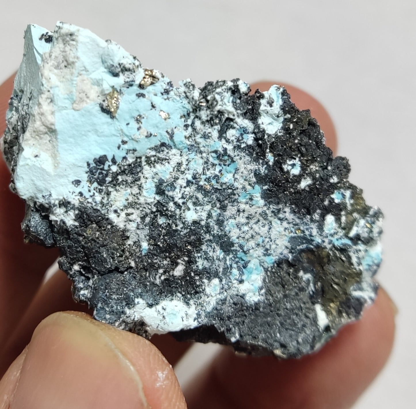 Natural turquoise in matrix with Pyrite 54 grams