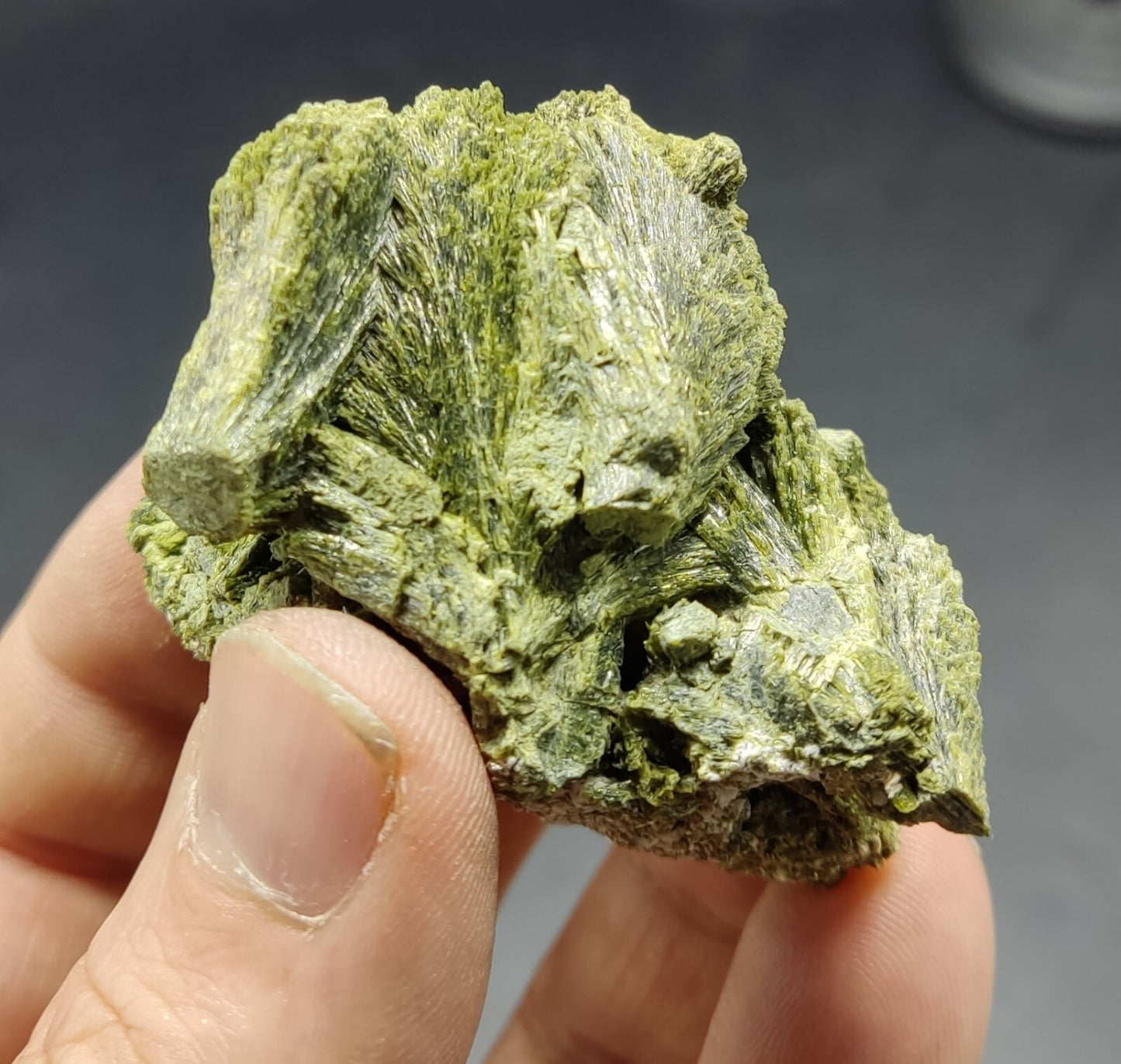 An aesthetic specimen of epidote crystal spray type 107 grams