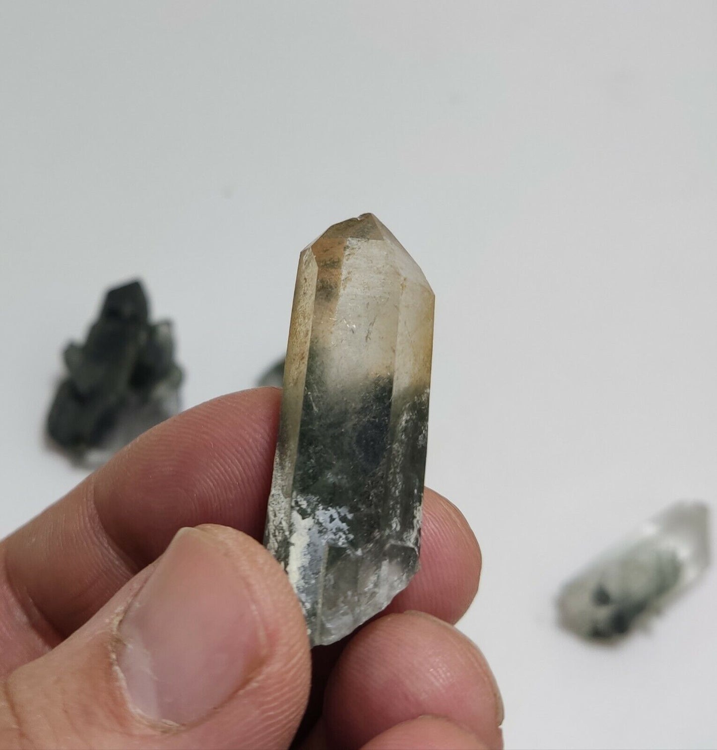 An Aesthetic collection of 6 terminated Chlorite Quartz crystals 83 grams