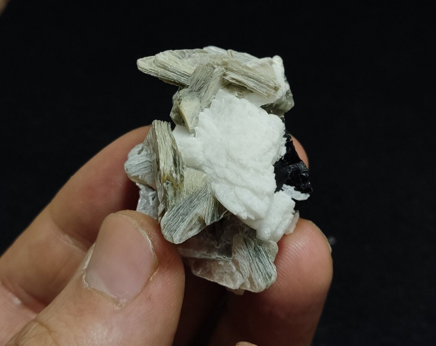 An Aesthetic combo specimen of feldspar, Tourmaline, muscovite 28 grams