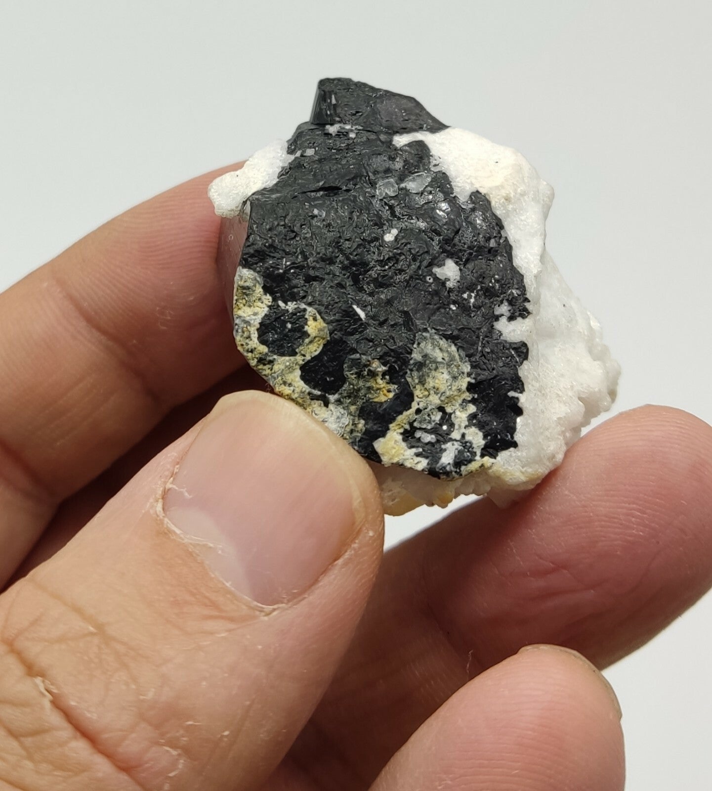 An Aesthetic Natural black Tourmaline specimen with albite 41 grams