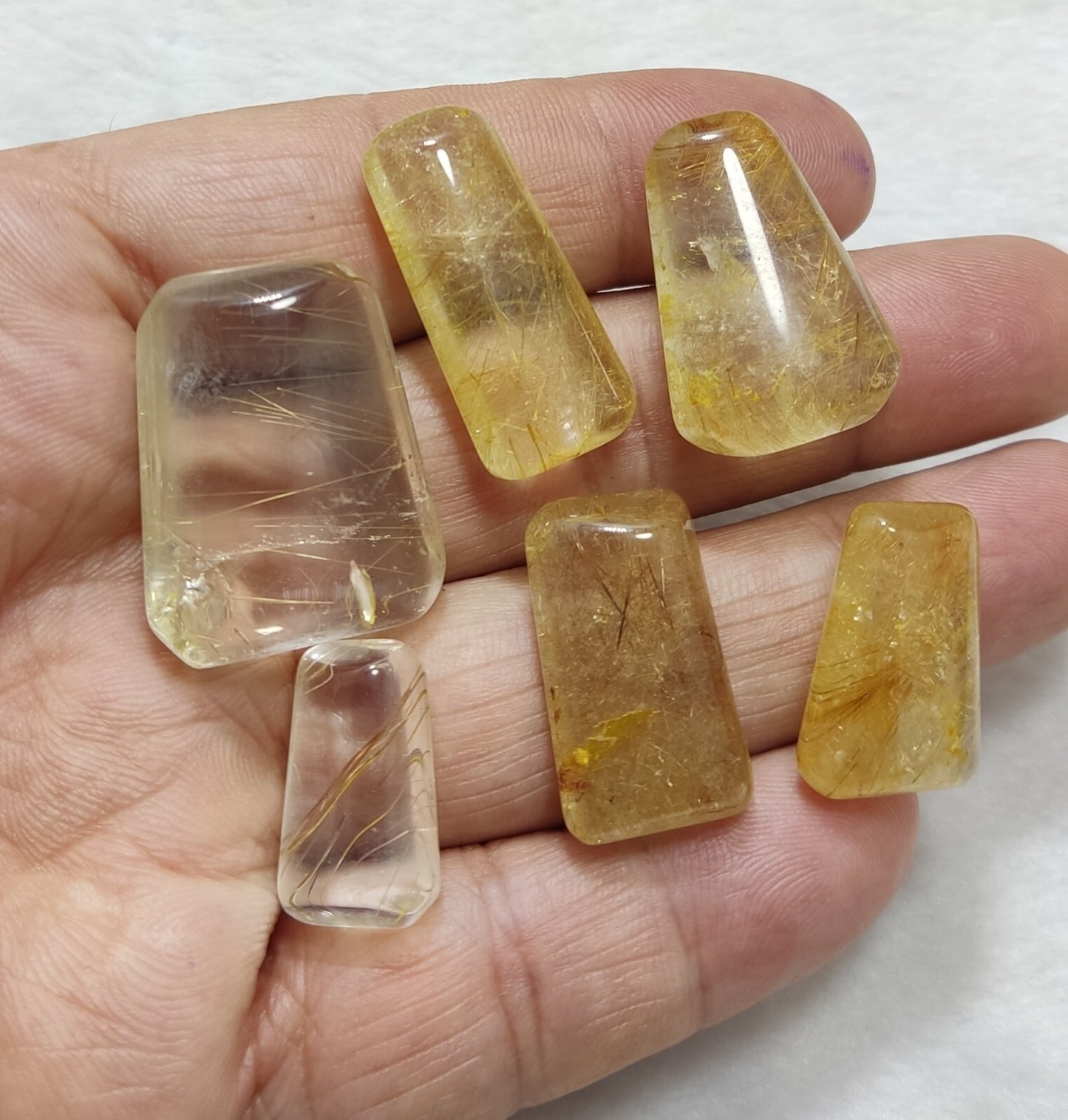 An amazing lot of Rutilated polished quartz tumbles 44 grams