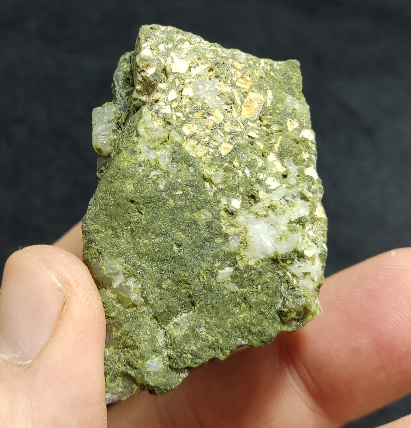 An aesthetic specimen of Epidote quartz cluster 73 grams