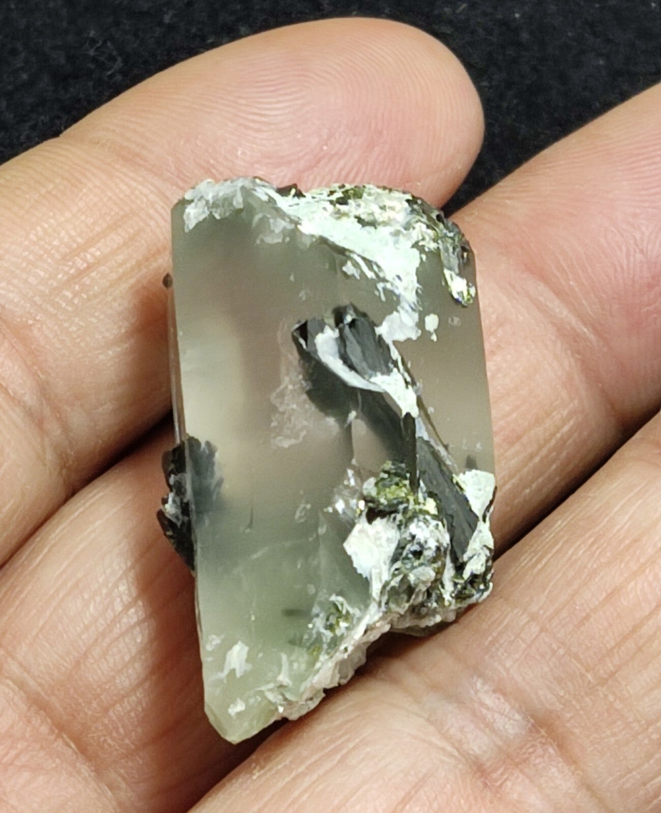 An aesthetic specimen of Epidote quartz cluster 21 grams