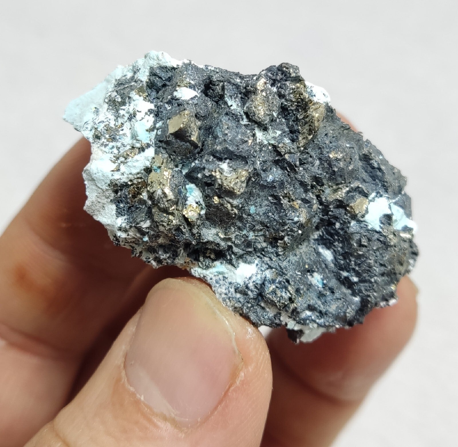 Natural turquoise in matrix with Pyrite 54 grams