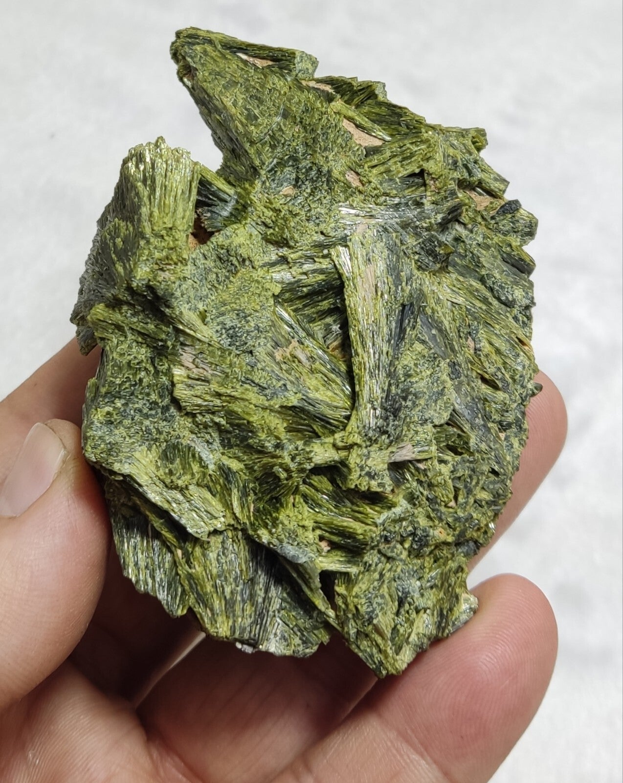 An aesthetic specimen of epidote crystal cluster 208 grams