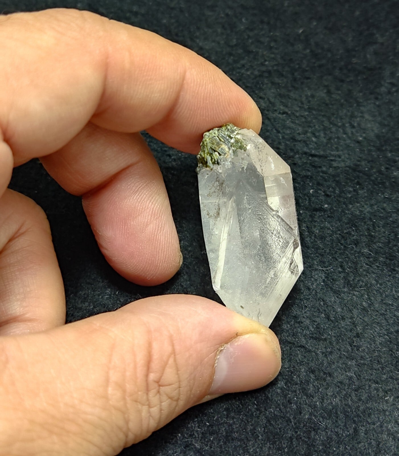 An aesthetic specimen of Epidote quartz cluster 24 grams