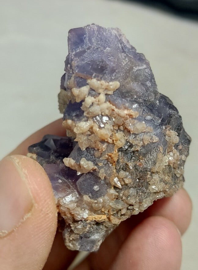 Natural Purple Fluorite with Calcite 124 grams