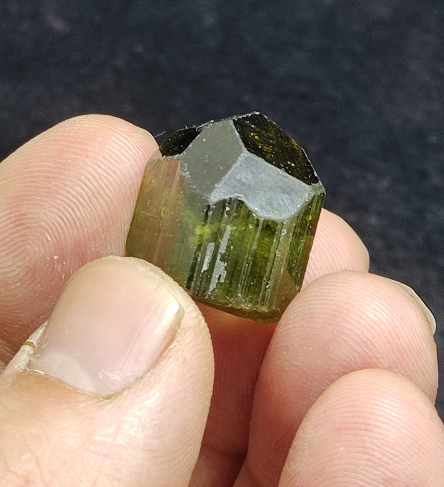 Single amazing green color terminated Tourmaline crystal 9 grams