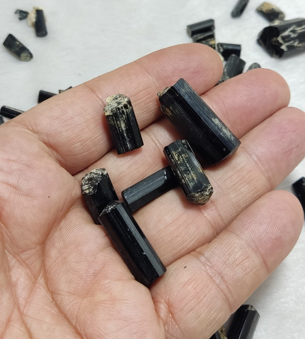 Natural black tourmaline crystals lot 170 grams