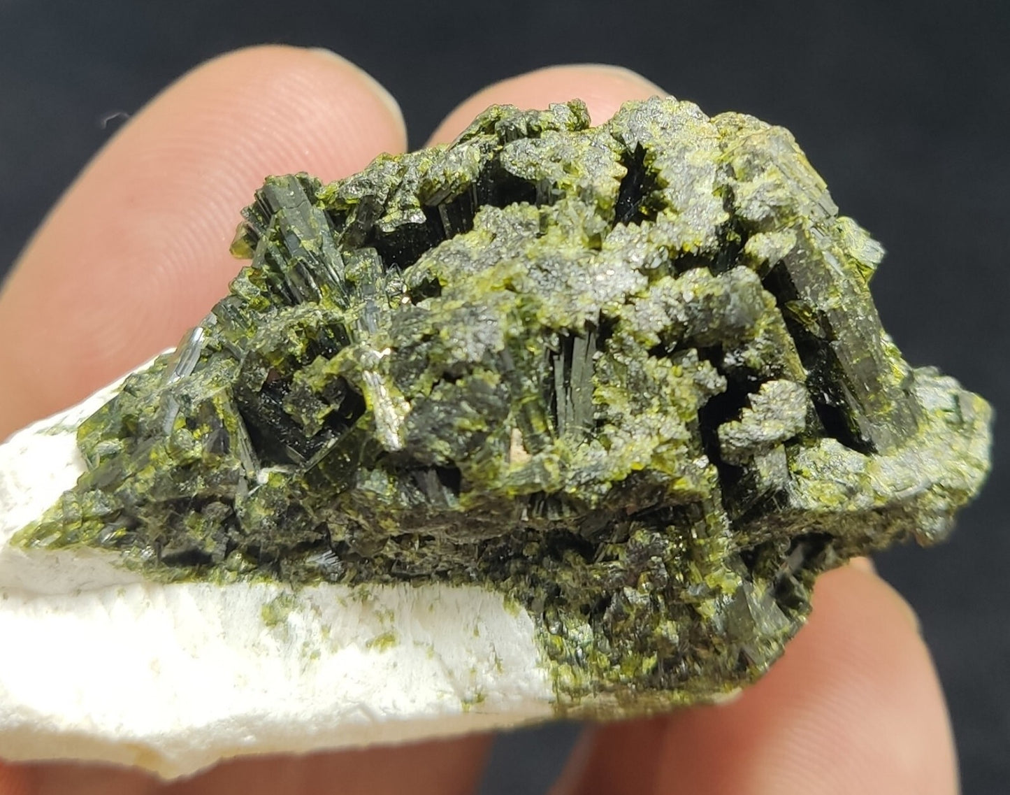 An Aesthetic specimen of epidote in matrix with andradite garnet 55 grams