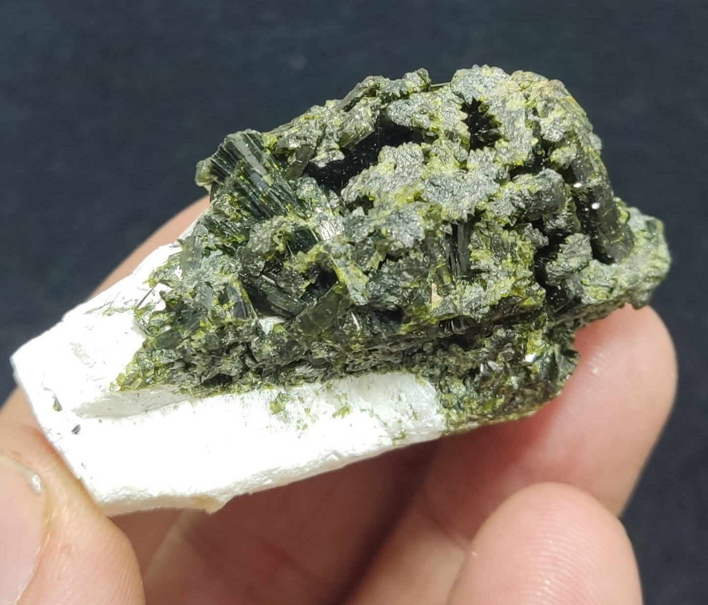 An Aesthetic specimen of epidote in matrix with andradite garnet 55 grams