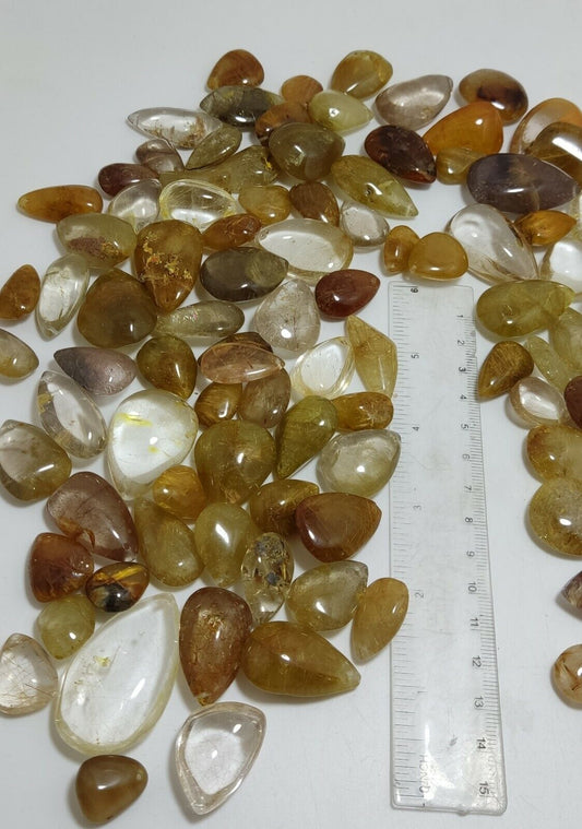 780 grams Rutilated polished quartz tumbles-cabochons