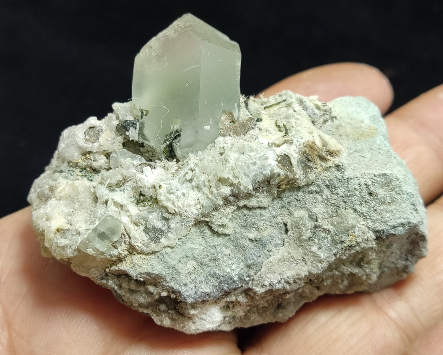 An Aesthetic specimen of quartz on matrix having light green inclusion 107 grams