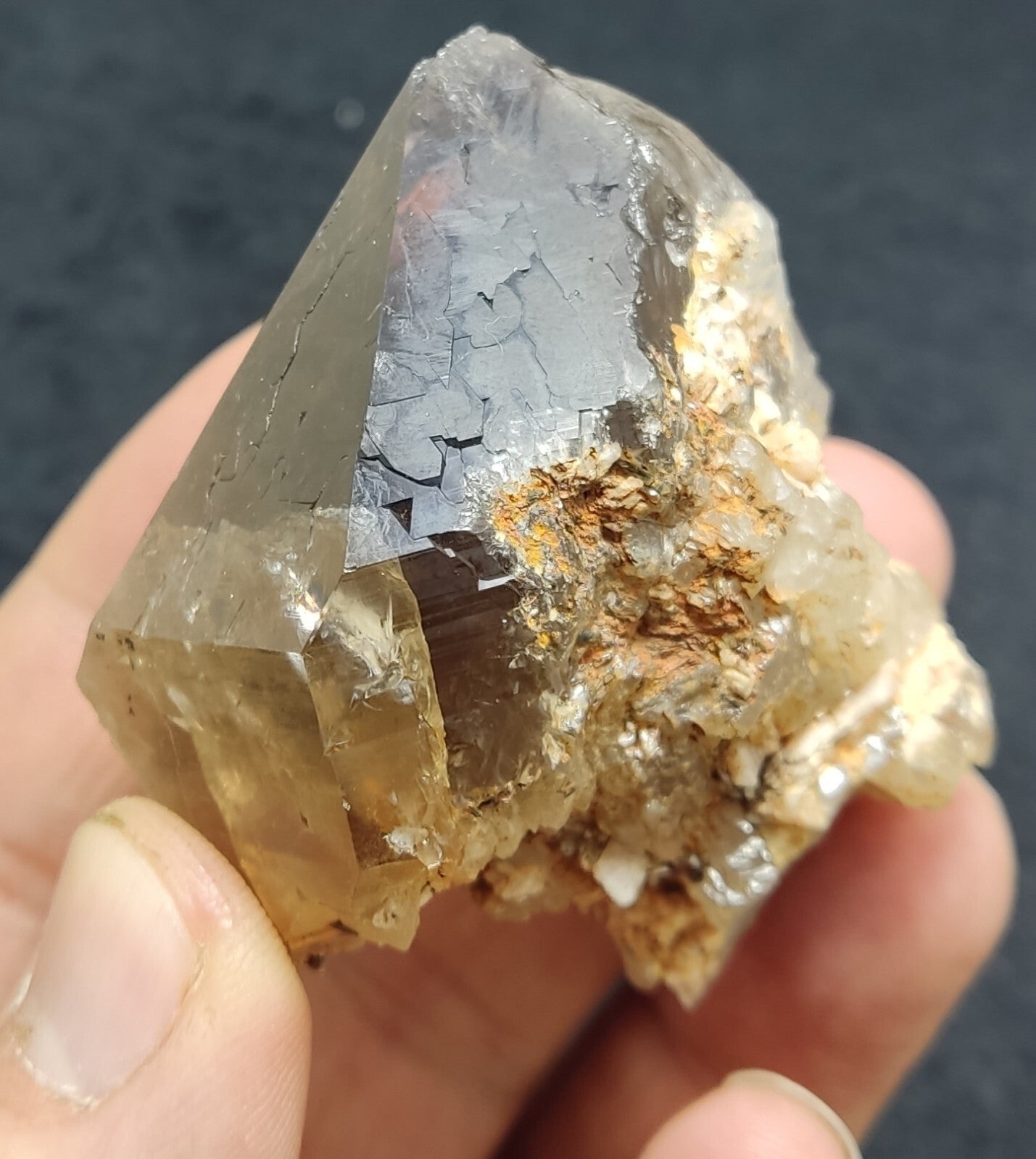 An aesthetic specimen of terminated  smoky Quartz crystal cluster 102 grams