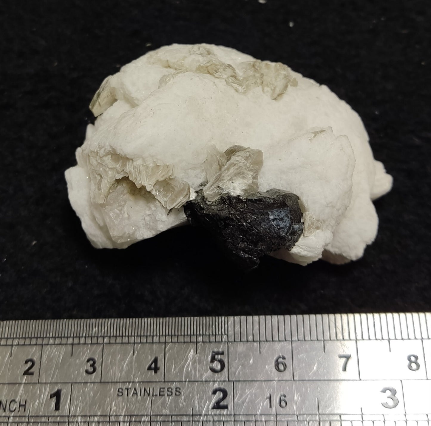 An Aesthetic combo specimen of feldspar, Tourmaline, muscovite 74 grams