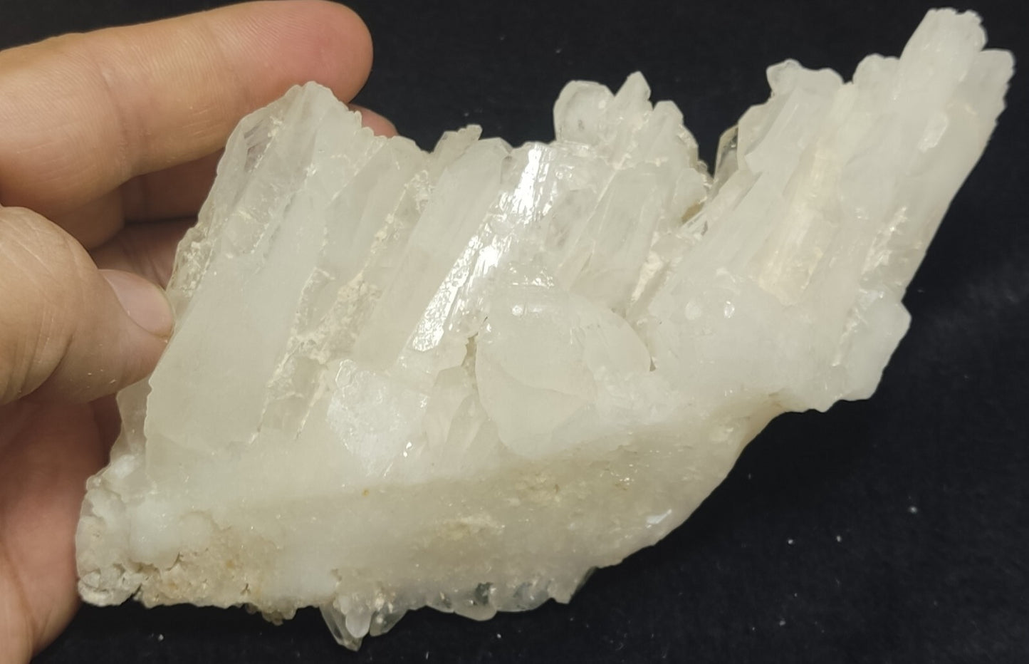 An aesthetic specimen of terminated faden Quartz crystals cluster 462 grams