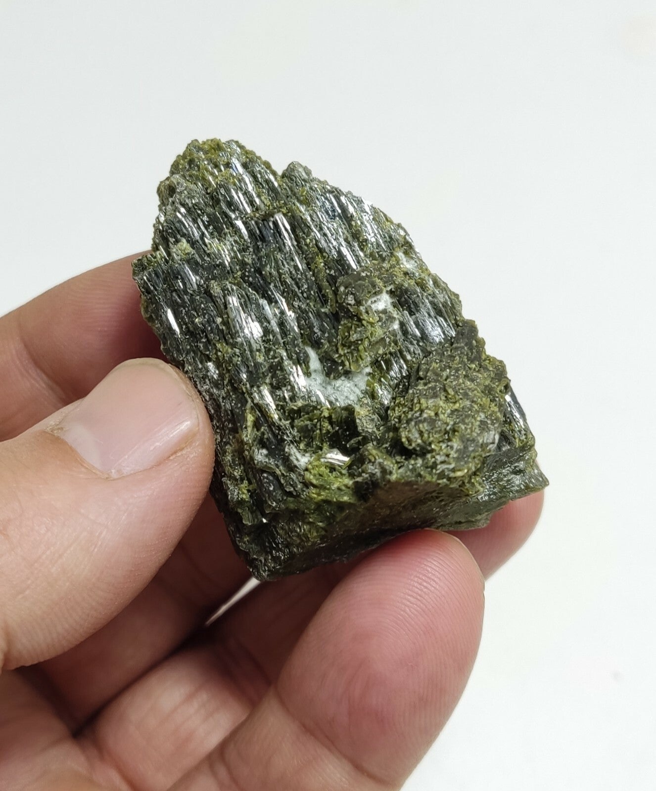 An aesthetic specimen of dark green color Epidote crystal spray 60 grams