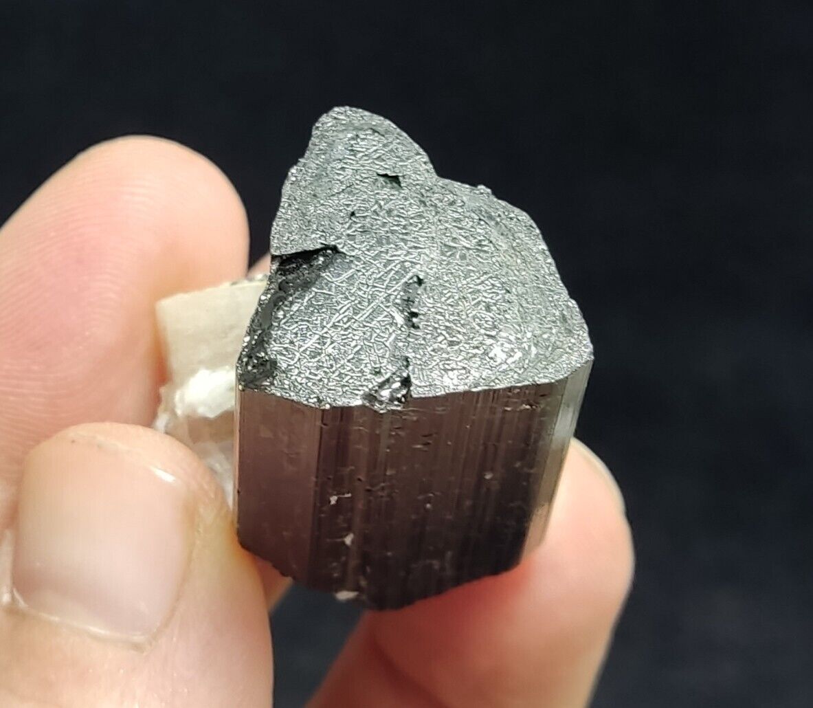 An Aesthetic specimen of black Tourmaline crystal with apatite 34 grams