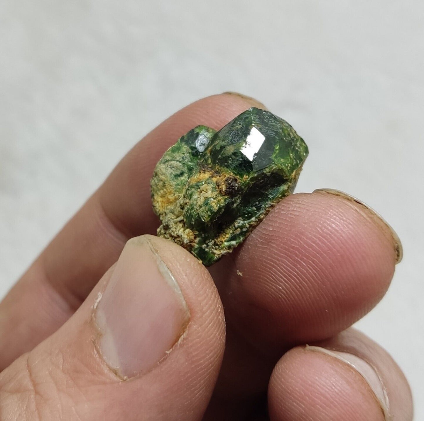 An Aesthetic specimen of garnet variety demantoid crystal 7  grams