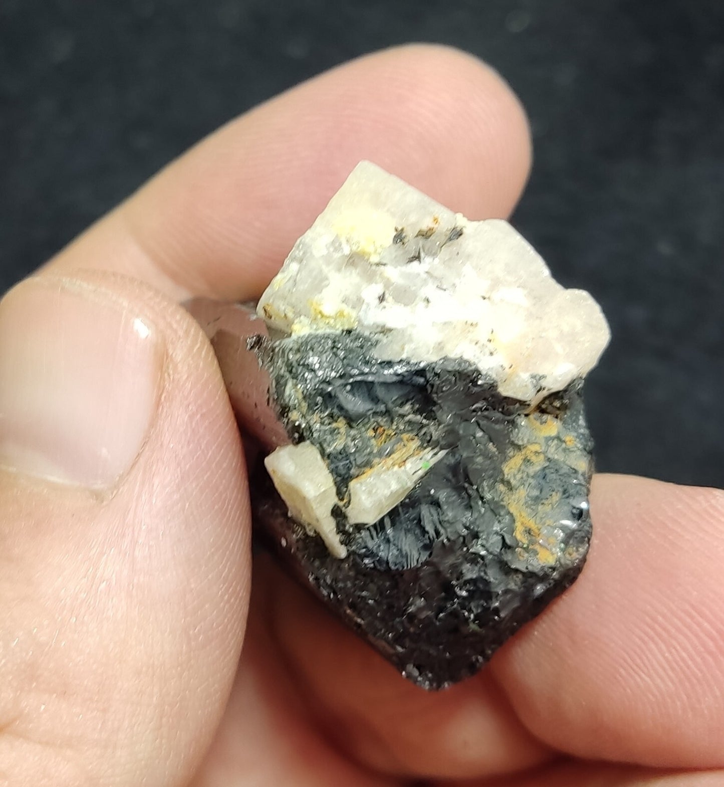 An Aesthetic specimen of black Tourmaline crystal with apatite 34 grams