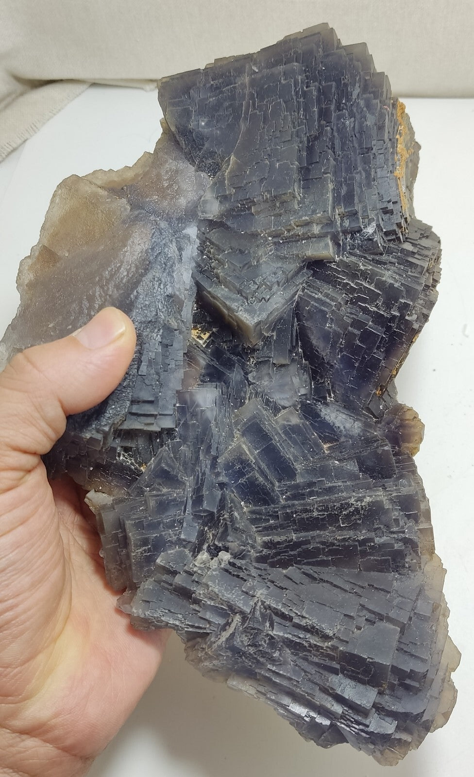 An amazing specimen of cubic dark bluish color Fluorite 2470 grams