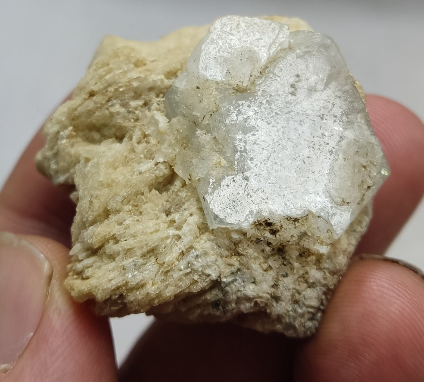 An Aesthetic specimen of beryl variety Goshenite crystal on matrix 43 grams