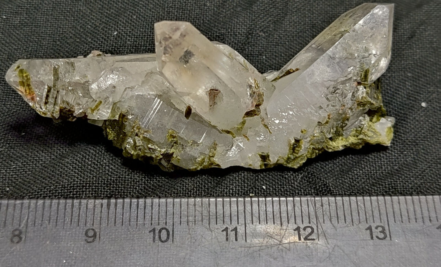 An aesthetic specimen of Epidote quartz cluster 19 grams