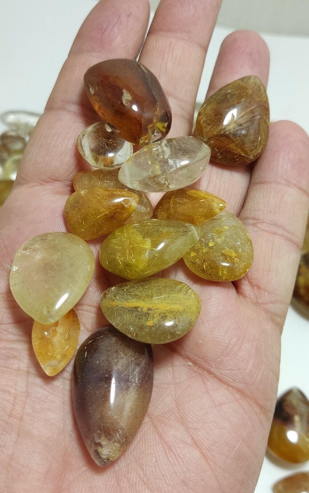 780 grams Rutilated polished quartz tumbles-cabochons