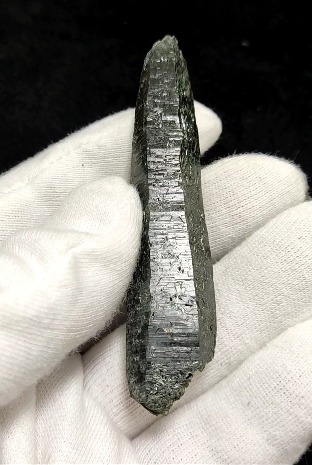 An Aesthetic Natural etched terminated Chlorite Quartz crystal specimen 39 grams