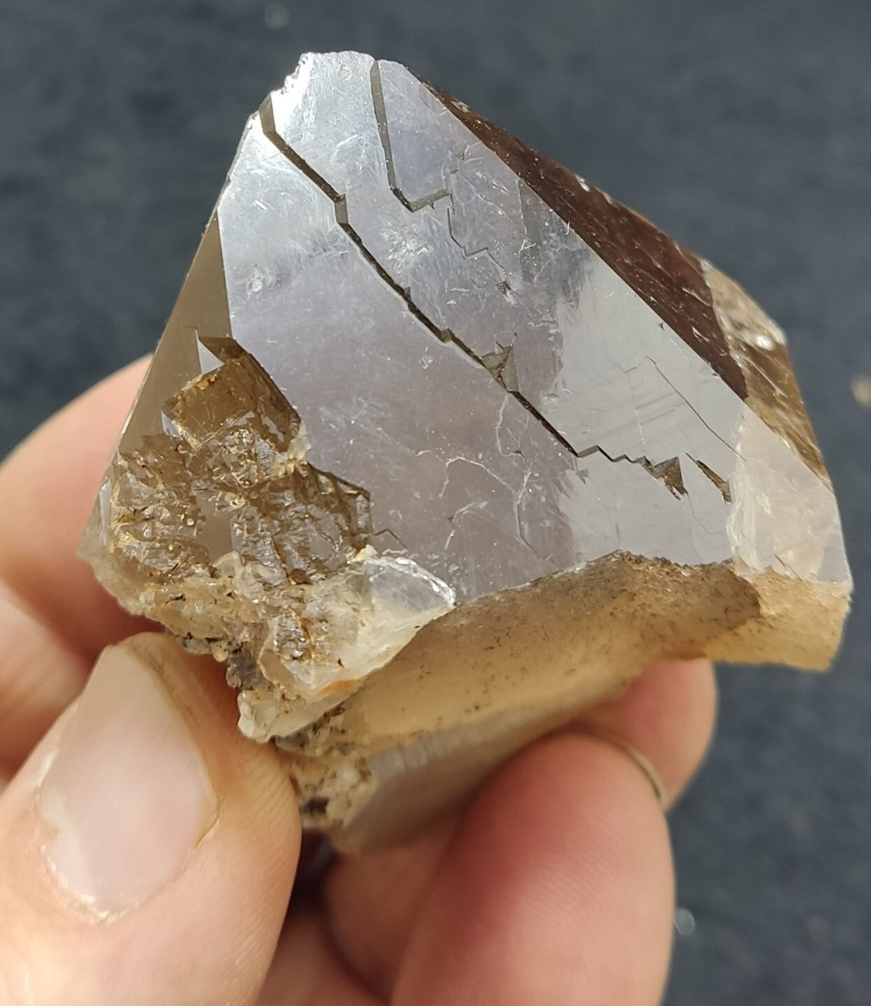 An aesthetic specimen of terminated  smoky Quartz crystal cluster 102 grams