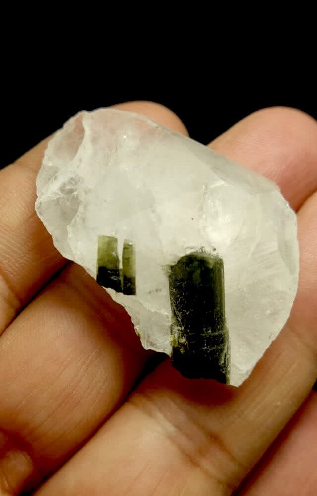 Natural Green Cap Tourmaline With Quartz 21 Grams.