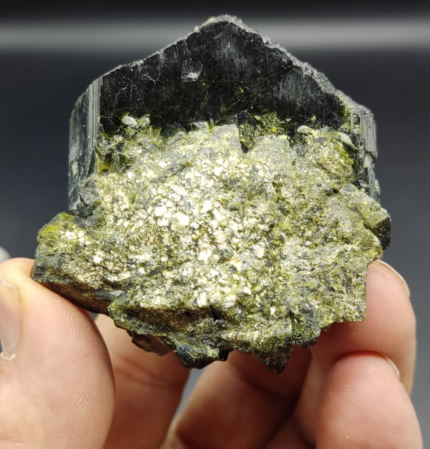 An Aesthetic Natural terminated epidote crystal specimen 115 grams