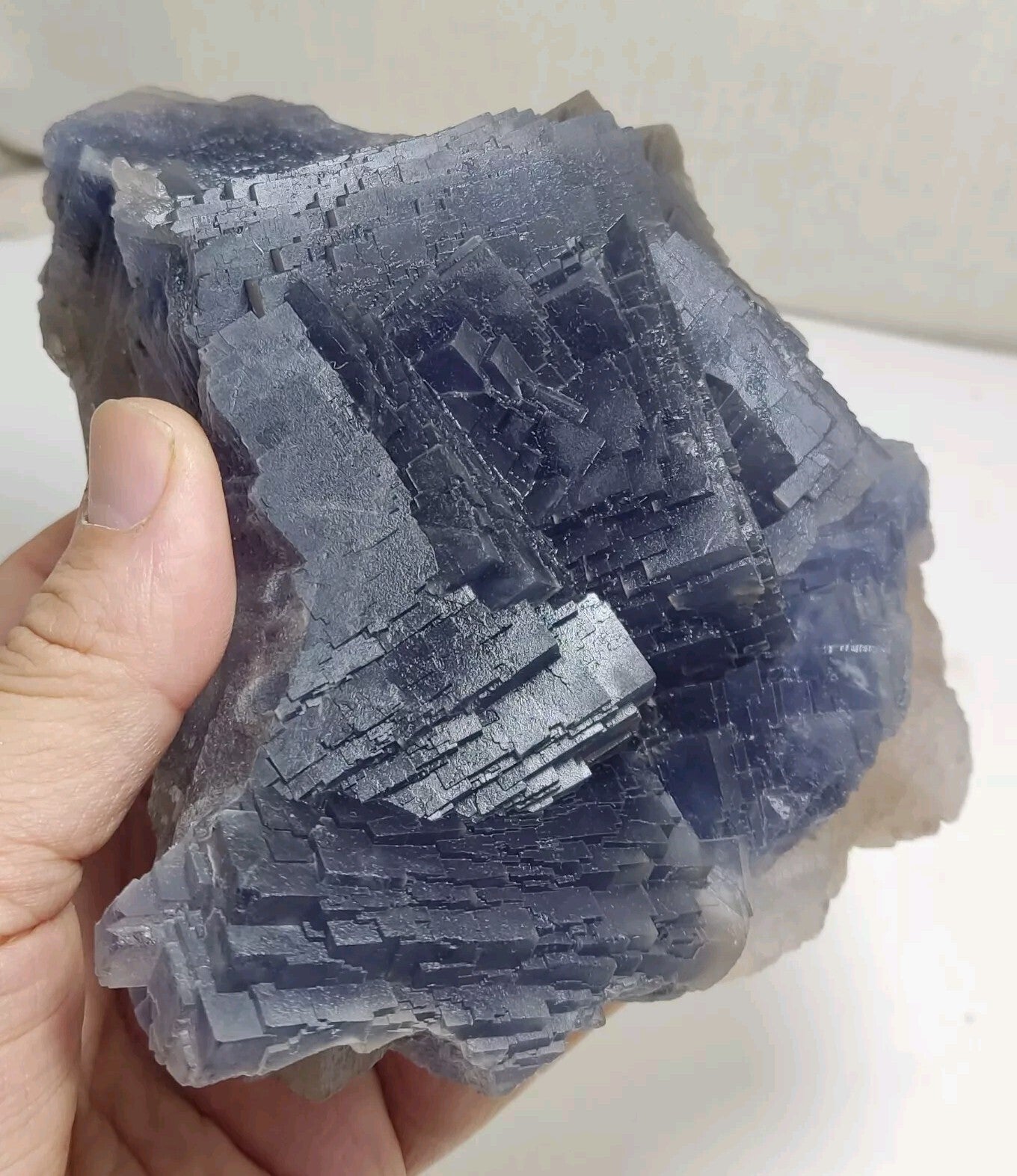 An amazing specimen of cubic dark bluish color Fluorite 1550 grams