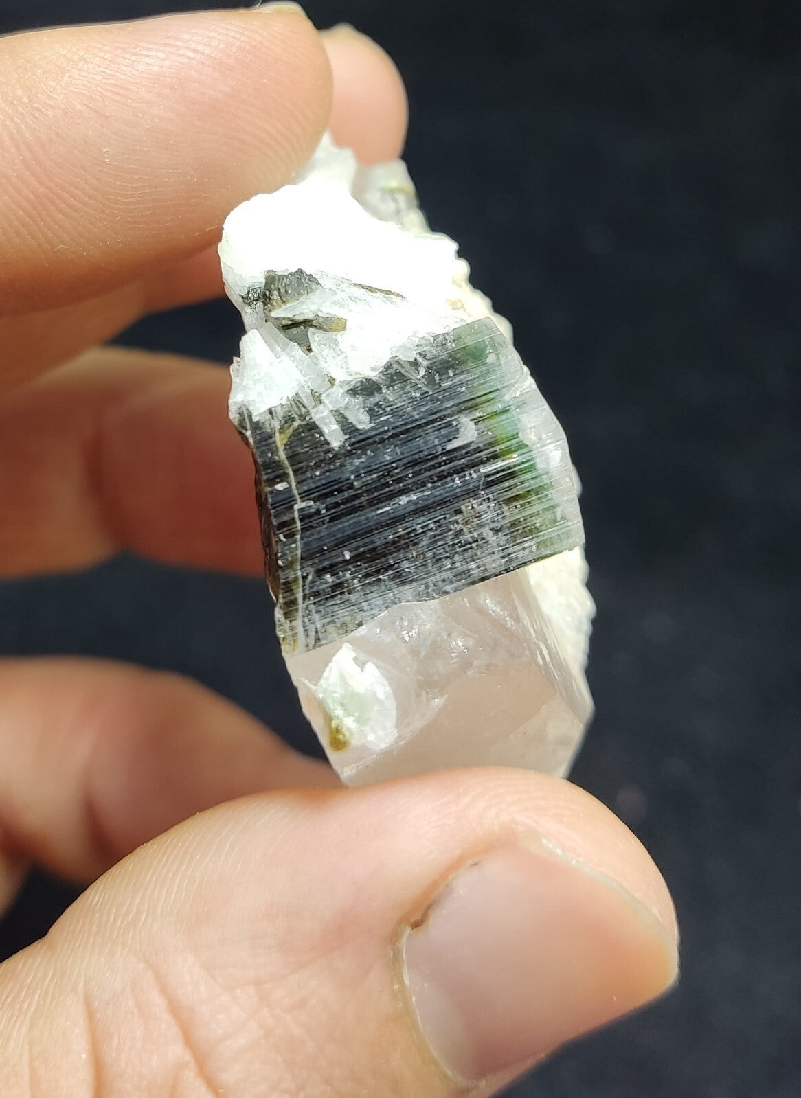 An Aesthetic Naturally terminated green tip tourmaline on matrix 48 grams