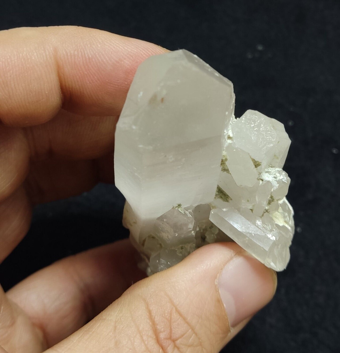 Aesthetic specimen of quartz crystal with unique amphibole inclusion 101 grams