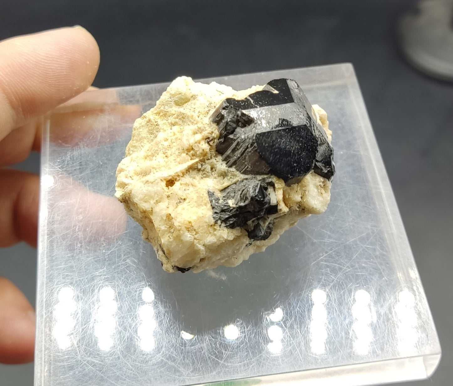An aesthetic specimen of black tourmaline crystal on matrix 21 grams