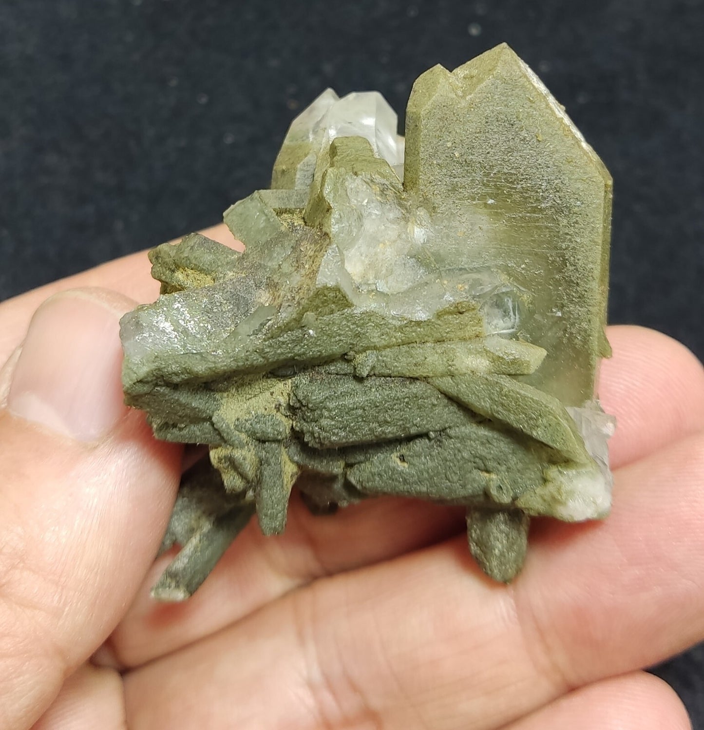 An Aesthetic specimen of chlorite included quartz cluster 54 grams