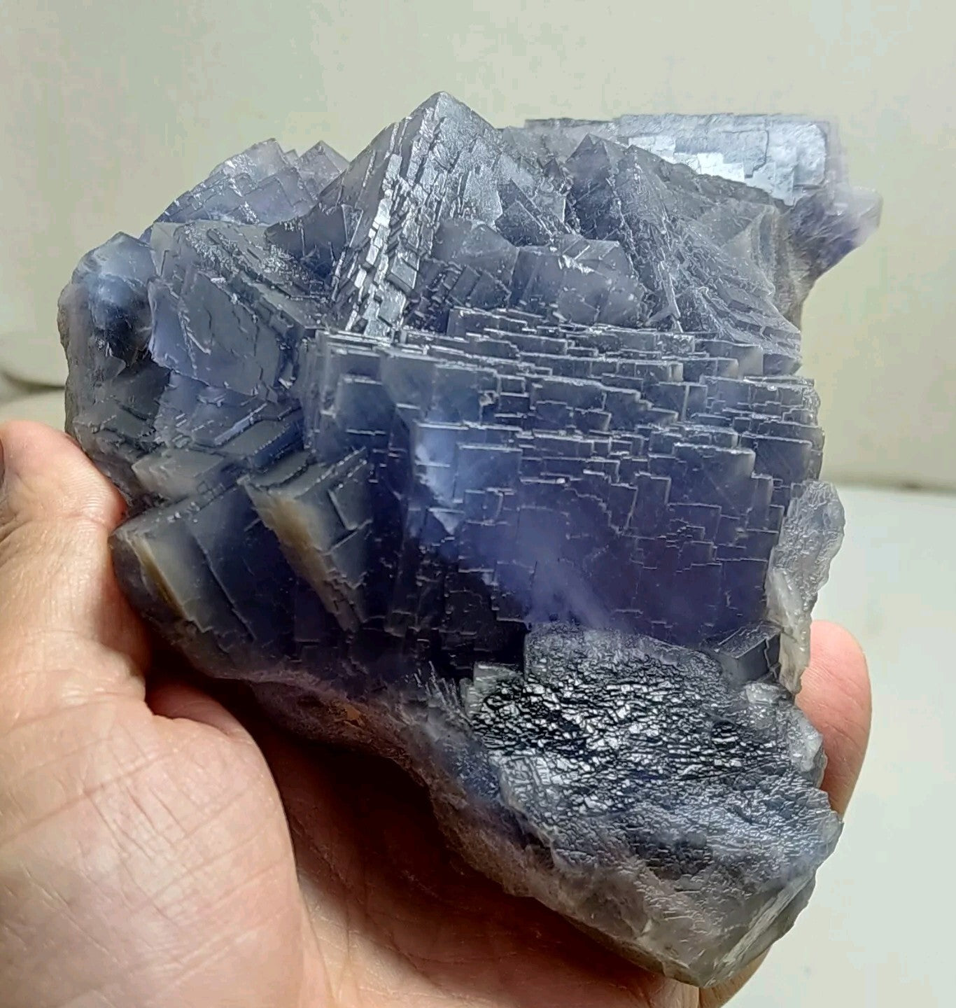 An amazing specimen of cubic dark bluish color Fluorite 1550 grams