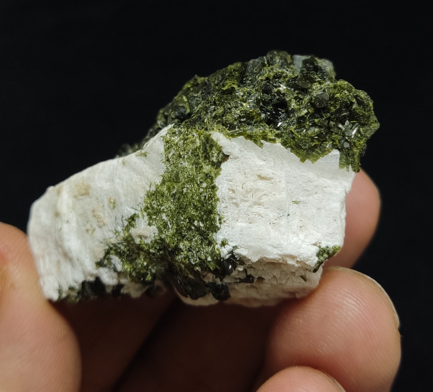 An Aesthetic specimen of epidote in matrix with andradite garnet 55 grams