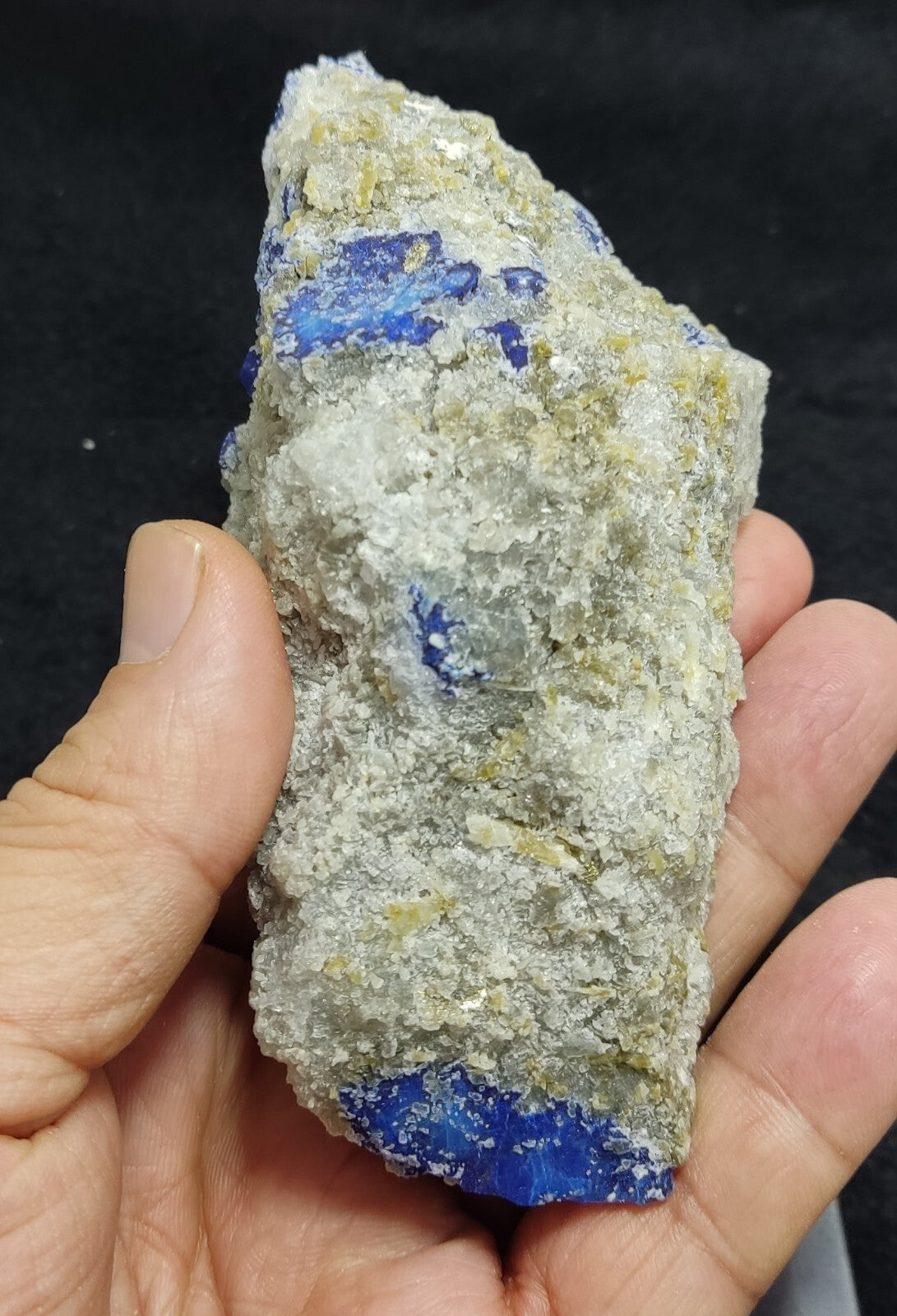 An Aesthetic specimen of fluorescent Lazurite with pyrite 415 grams