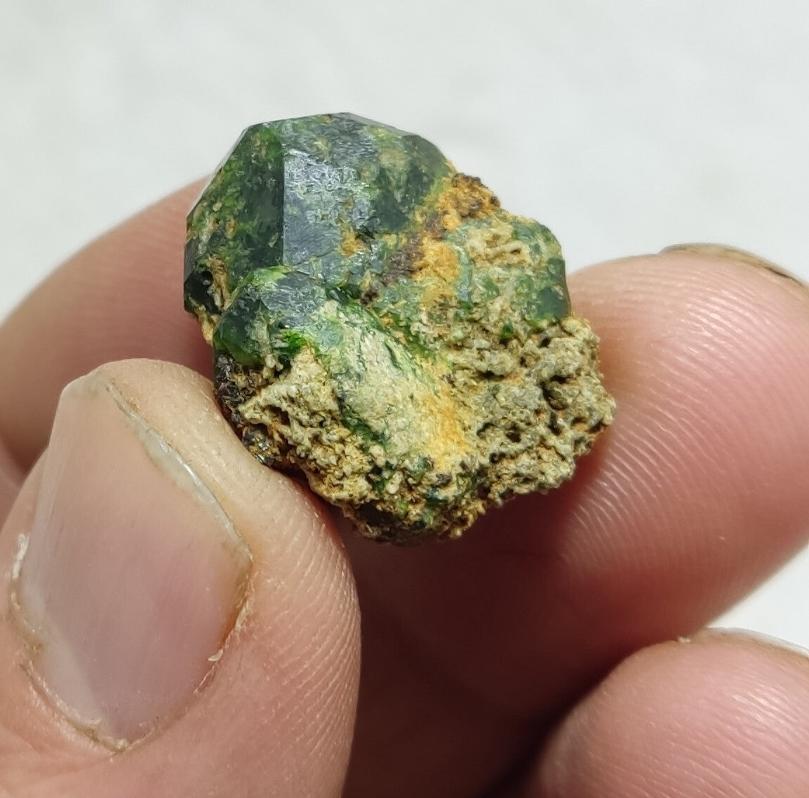 An Aesthetic specimen of garnet variety demantoid crystal 7  grams