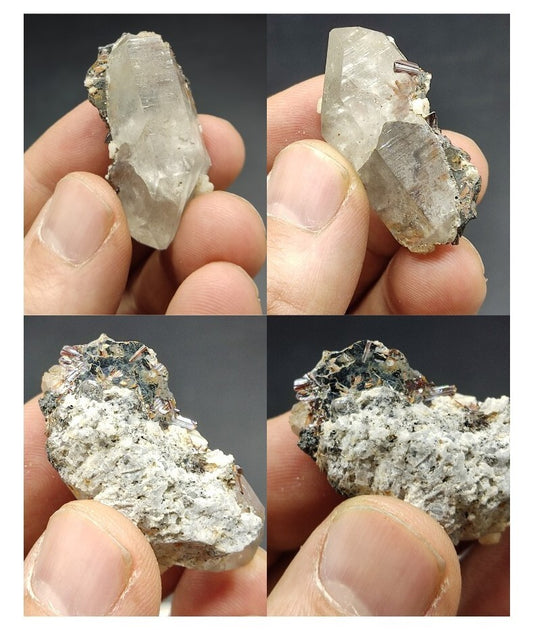 An Aesthetic specimen of quartz crystal with hematite and saginite 16 grams