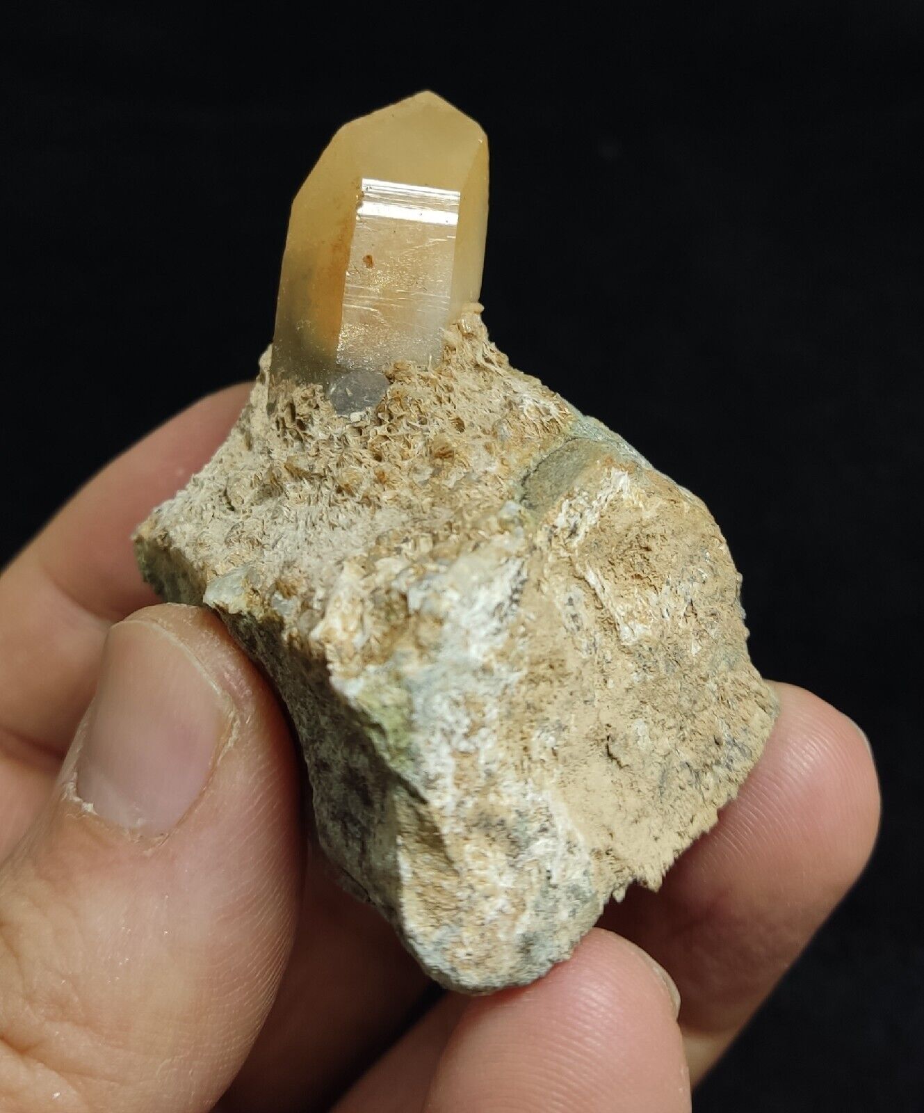 Amphibole quartz crystal on matrix 93 grams