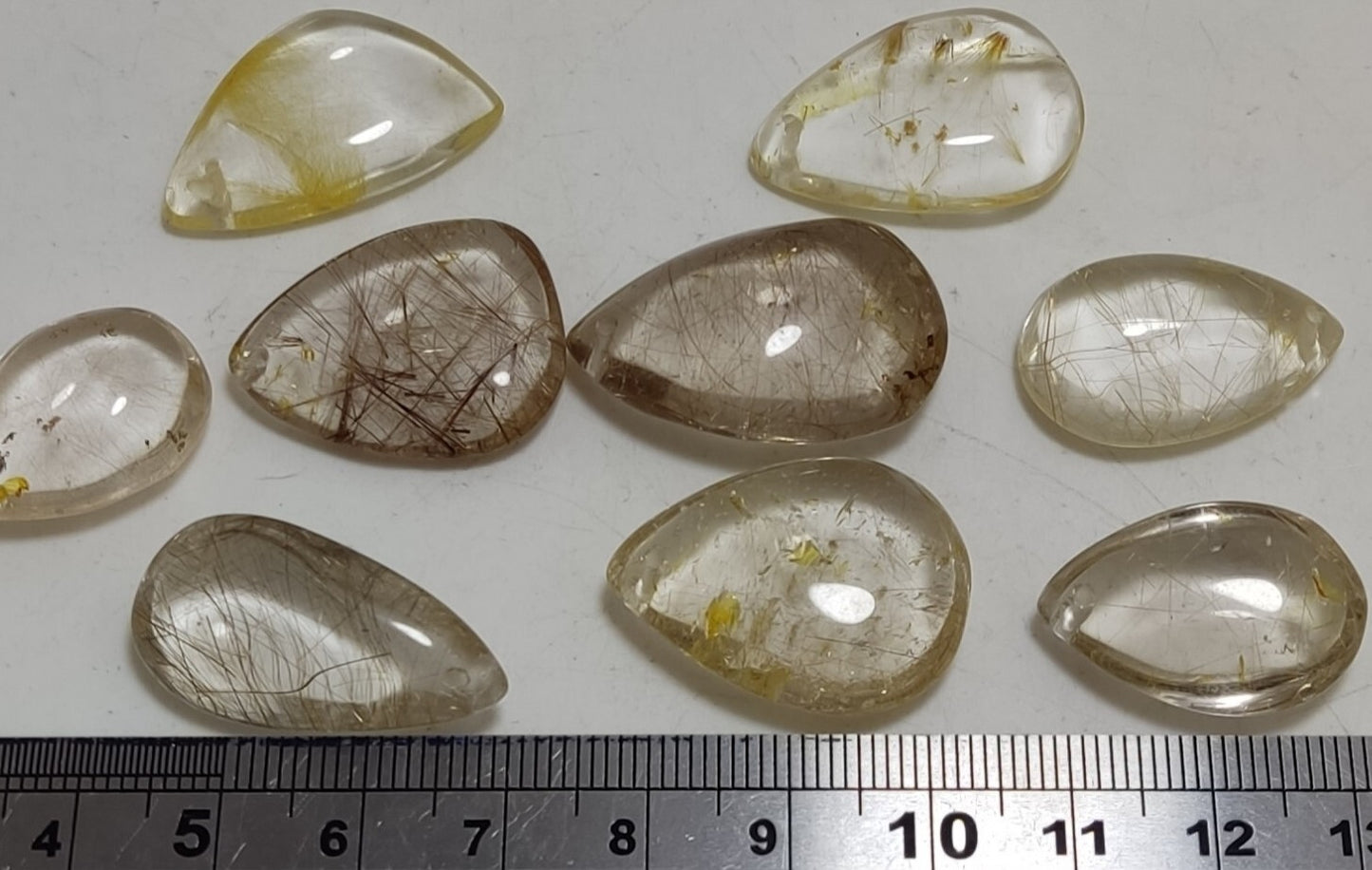 44 grams, 9 Natural beautiful Rutilated quartz pendants